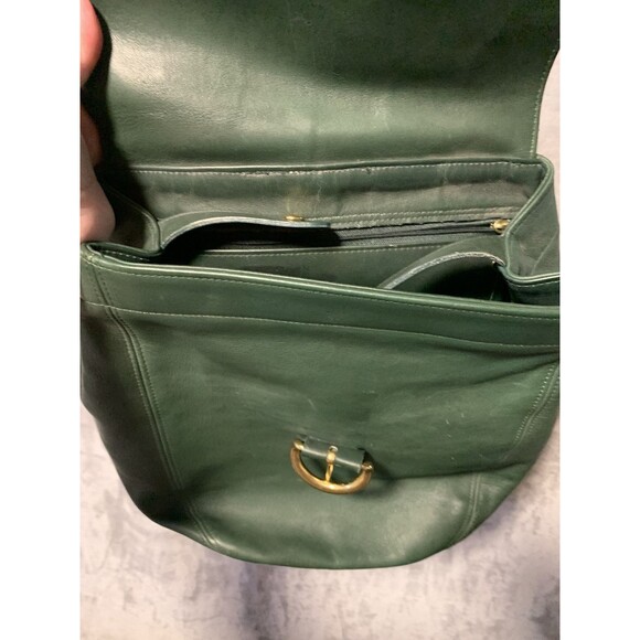 Coach Vintage Belt Green Backpack Leather Brand Logo Embossed USA Made Flaw - Picture 6 of 13